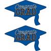 Beistle Red Congrats Grad Cutouts, 2-Count, Large Graduation Cap Decorations for Celebrations, High School and College Academic Achievement Party Supplies, 22.25” x 36.75”(Blue)