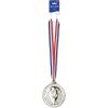 Beistle Silver Plastic Winner Award Medal With Red, White And Blue Fabric Ribbon – Sports Party Supplies Field Day Trophies, Pkg of 1(Silver)