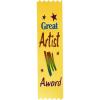 Beistle Yellow Great Artist Award Ribbons- 10 pcs