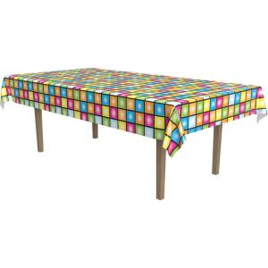 Beistle 70s Disco Party Plastic Tablecloth, Groovy Multicolor Dance Floor Print Tablecover for Retro Theme Parties, Vintage Boogie Nights, Birthdays, and Funky Table Settings, 54″ x 108″(70’s – 1 Pack)