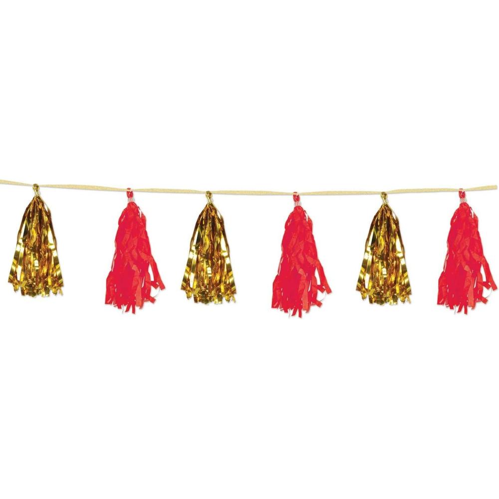 imageGold ampamp Red Metallic ampamp Tissue Tassel Garland
