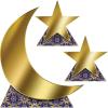 Beistle Ramadan Moon & Stars Stand-Ups, Set of 3-1 Large, 2 Small, Metallic Gold Corrugated Cardboard Decorations for Ramadan, Eid, Islamic Festivities, and Religious Celebrations