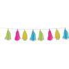 Cerise, Lime Green, Turquoise and Yellow Tissue Tassel Garland