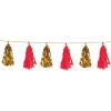 Gold & Red Metallic & Tissue Tassel Garland