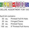 Beistle Gem Star New Year’s Eve Assortment for 100 People Party Favors and Supplies-Hats, Tiaras, Noisemaker Horns, One Size, Multicolored