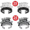 Beistle New Year’s Eve Party Pack for 100 People, Black, White & Silver 1920s NYE Top Hats, Tiaras, Necklaces, & Horns, New Years Decor & Celebration Props