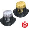 Beistle New Years Hats, One Size, Black/Silver/Gold
