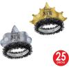 Beistle New Years Hats, One Size, Black/Silver/Gold
