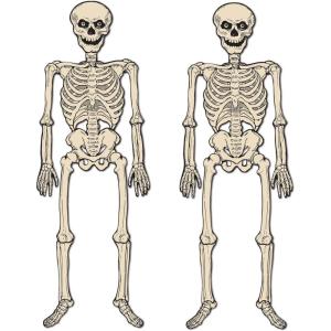 Beistle Jointed Vintage Halloween Skeletons Photo Props, 4.25′ Tall, Set of 2 – Holiday Wall Decoration, Spooky Bones Cut Outs
