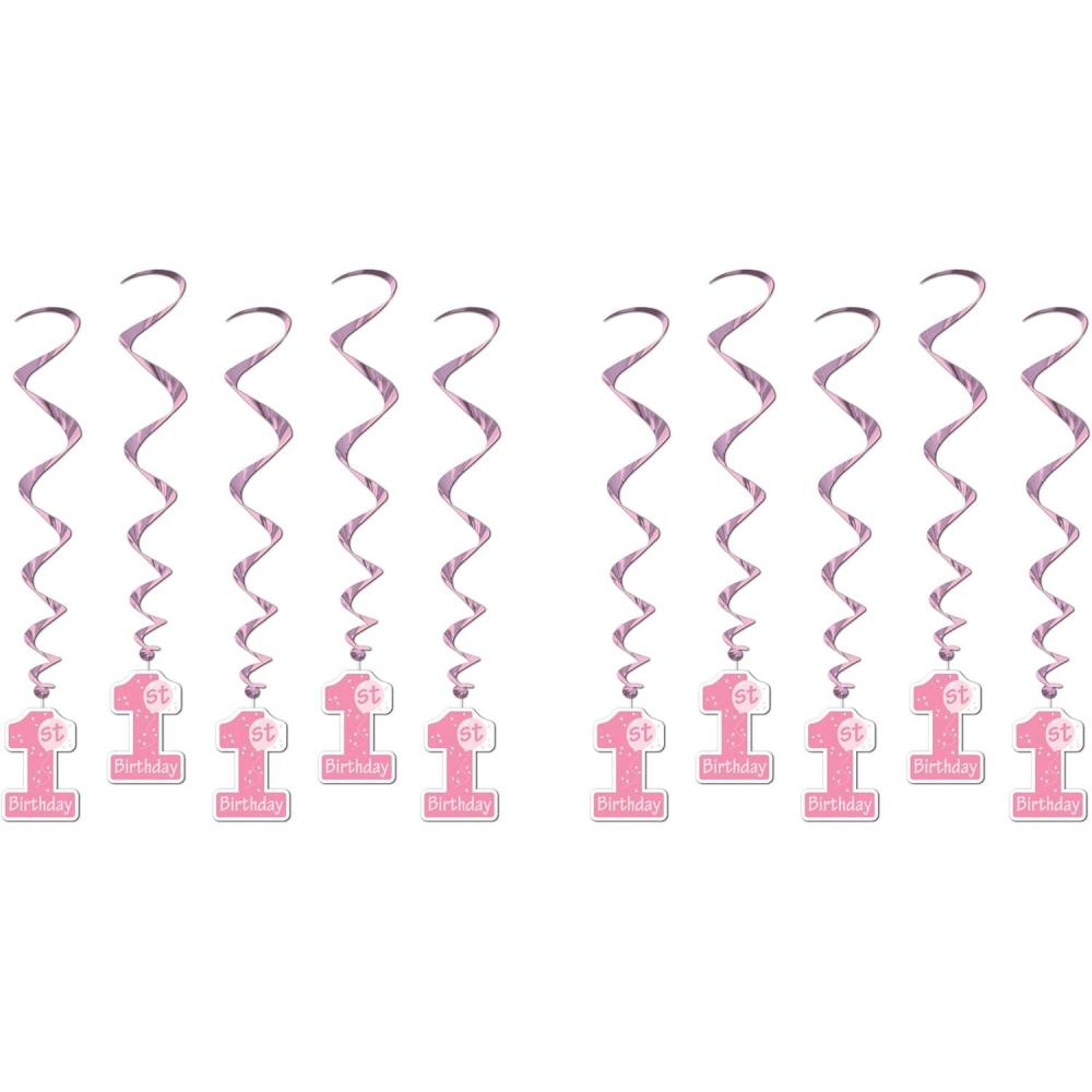 image1st Birthday Whirls pink 5Pkg10 piece