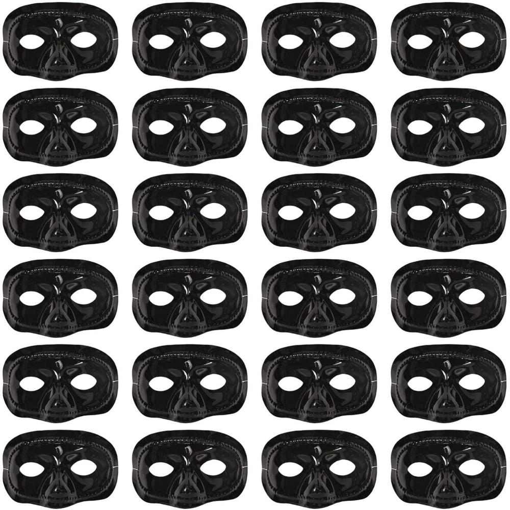 imageBeistle 24 Piece Black Metallic Plastic Half Masks For Mardi Gras Party Supplies and Favors