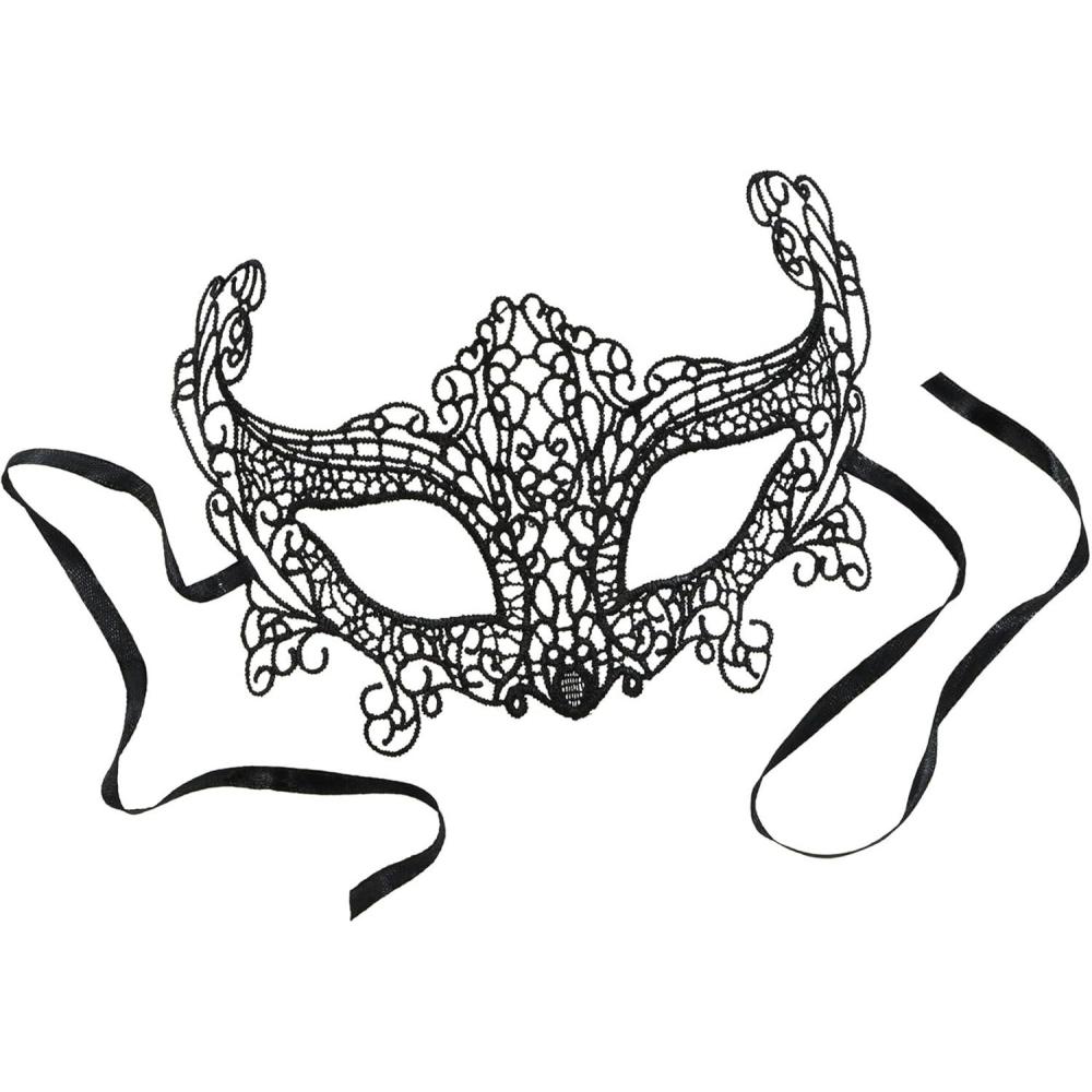 imageBeistle 3Pack Lace Mask Black Halloween Costume Accessory for Masquerade with Ribbon Ties Phantom Face Covering for Parties ampamp Mardi Gras One Size