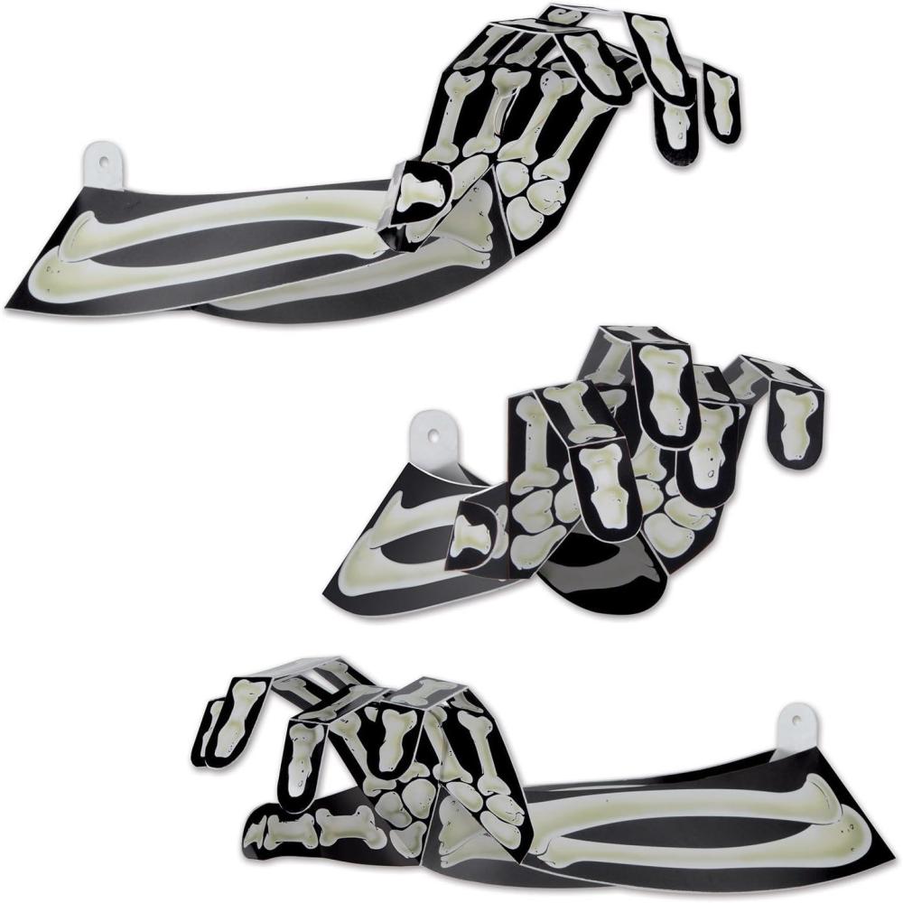 imageBeistle 8Piece 3D Zombie Hand Cutouts Halloween Zombie Hands for Party Dcor and Haunted House Spooky Hanging Decorations for Table or Wall 153D Skeleton Hands