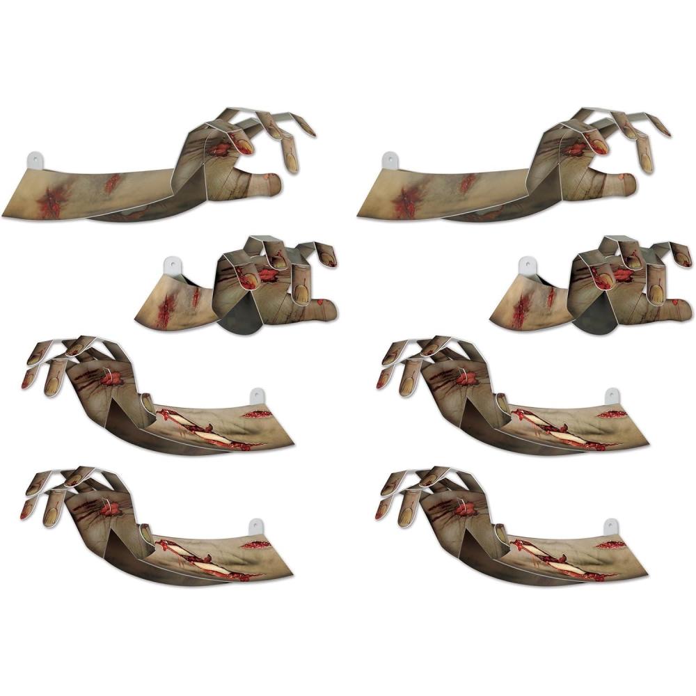 imageBeistle 8Piece 3D Zombie Hand Cutouts Halloween Zombie Hands for Party Dcor and Haunted House Spooky Hanging Decorations for Table or Wall 153D Zombie Hands