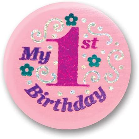 imageBeistle My 1st Birthday Satin Button in Pink