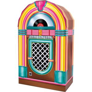Beistle 3D Corrugated Cardboard Jukebox Photo Prop, 50s Themed Party Decorations, Rock’n Roll Party Decor, Vintage Diner Photo Booth Accessories, 3’8.5″ x 27″