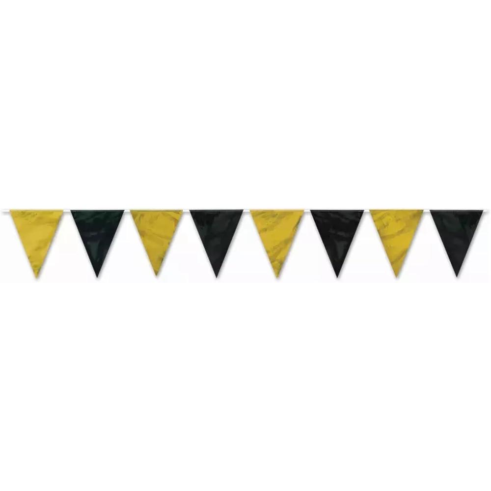 imageBeistle Black ampamp Gold Pennant Banner1