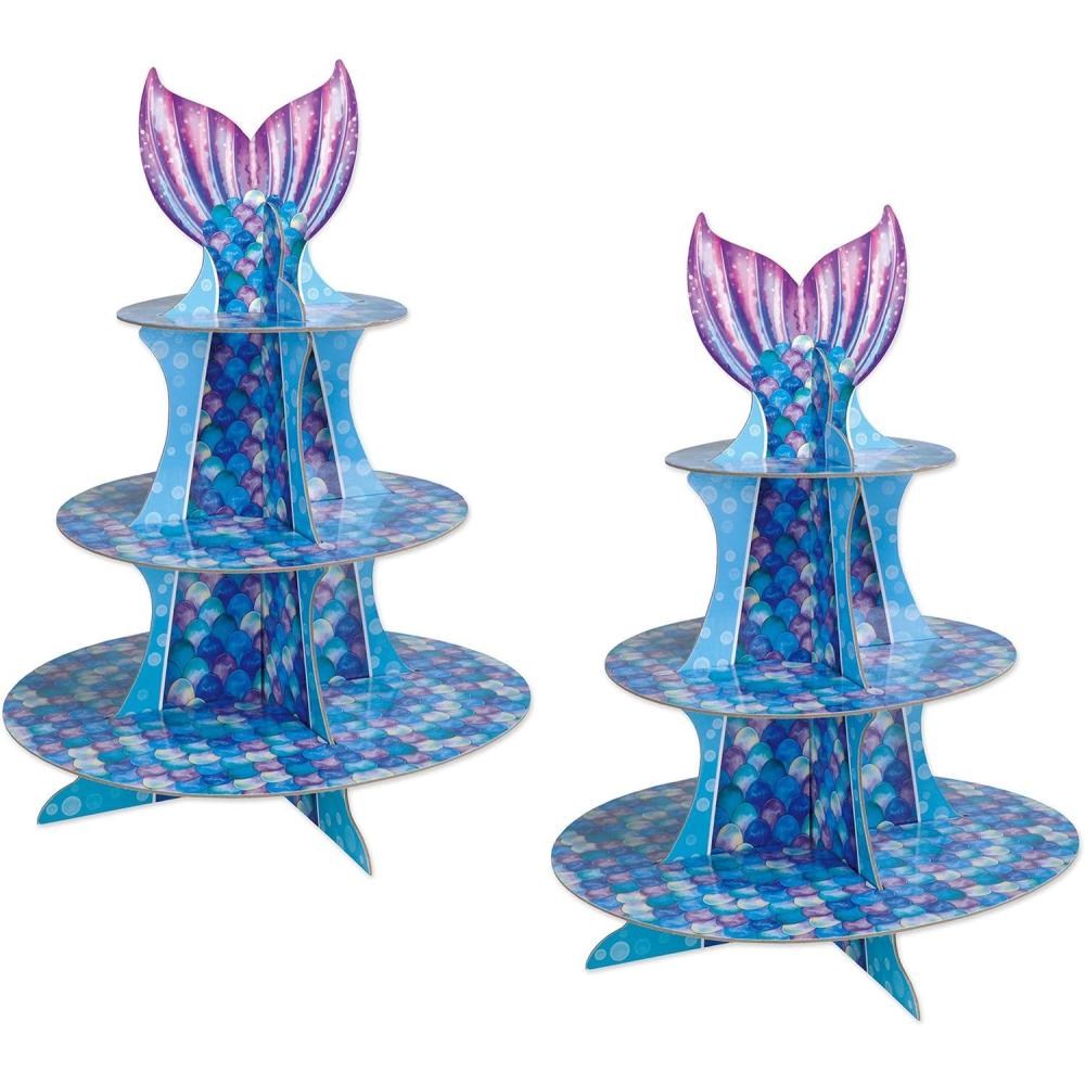 imageBeistle Mermaid Cupcake Stand 16quot Multicolor 2 pieces