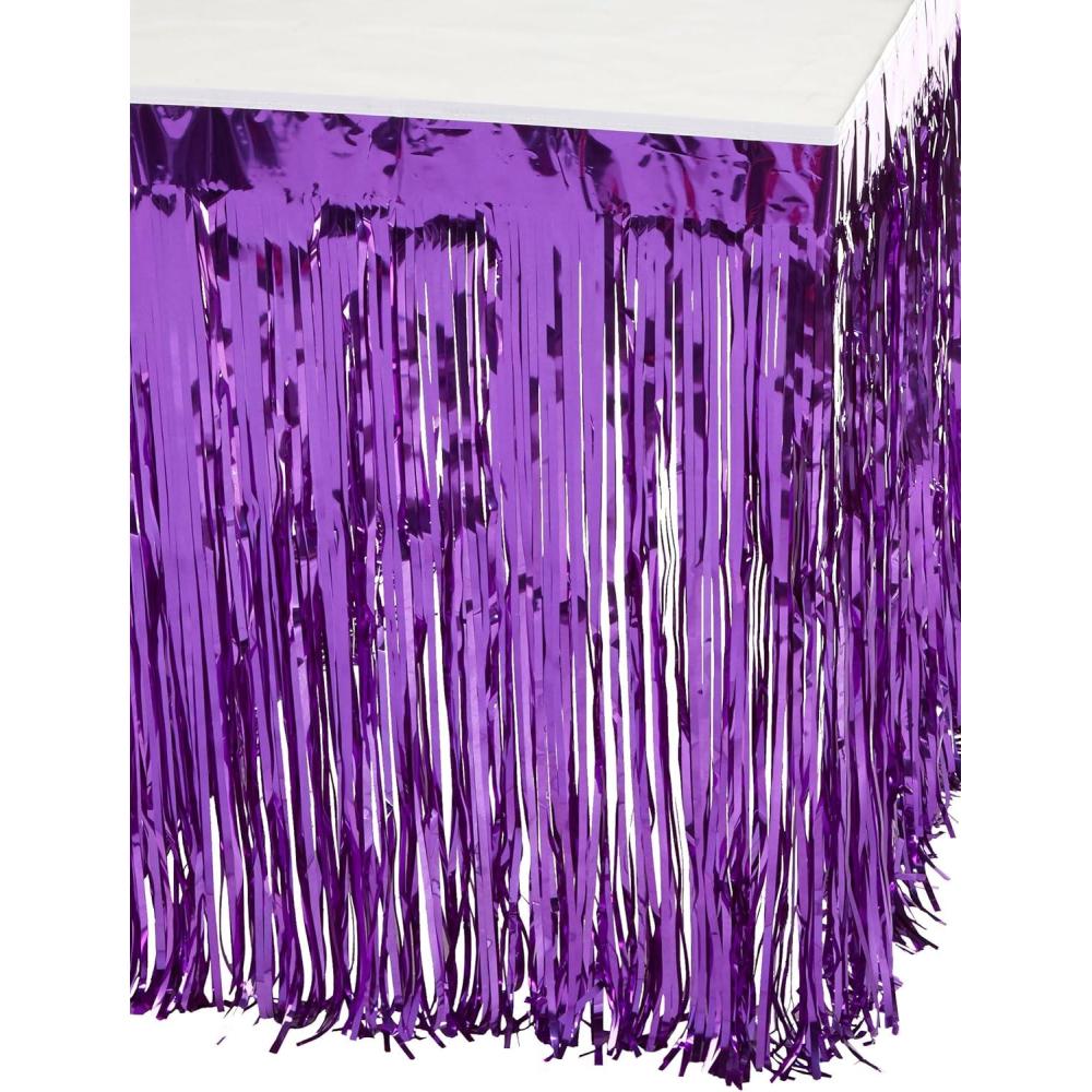 imageBeistle Metallic Table Skirt 2Ply Party Accessory Anniversary Decorations 30quot x 14 SilverPurple