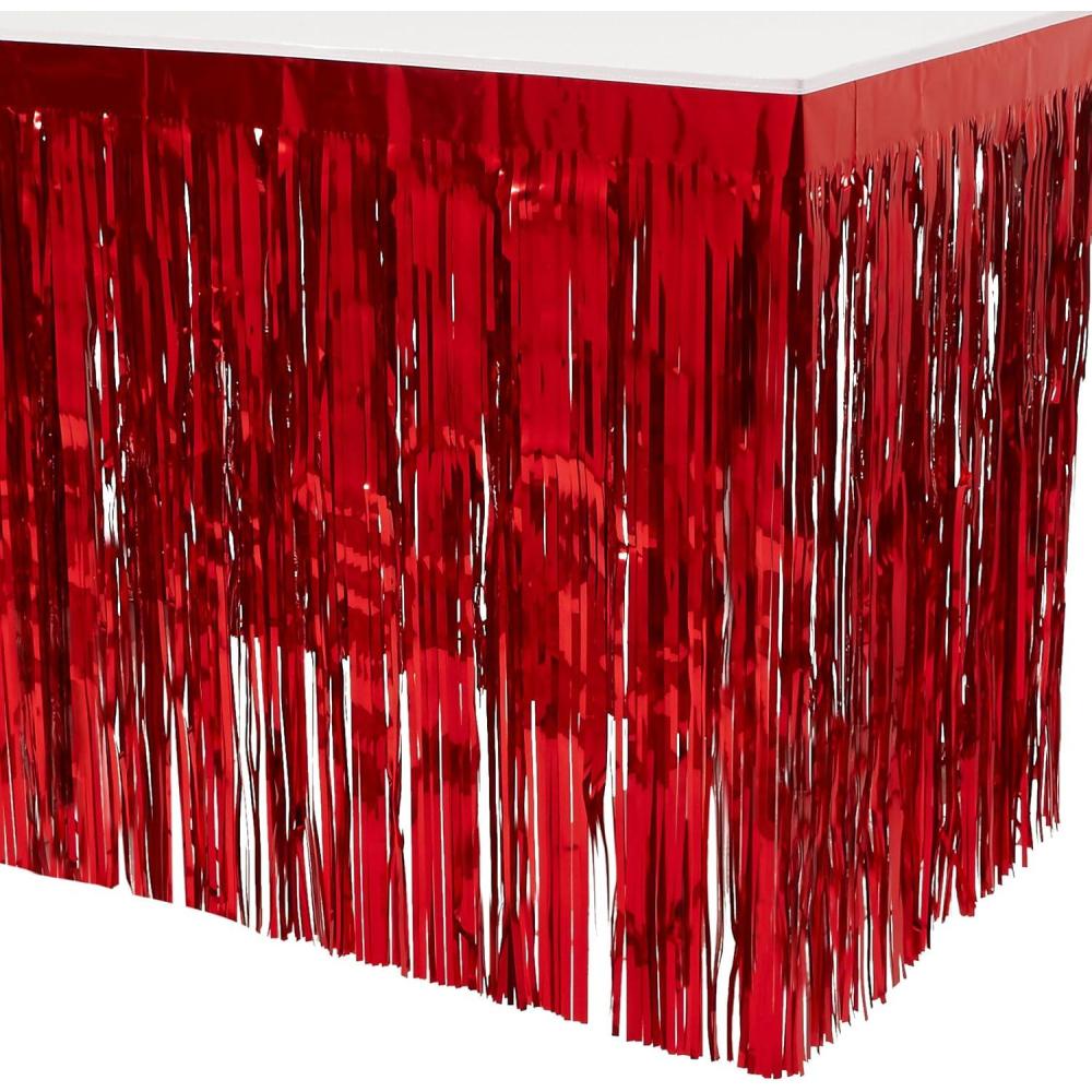 imageBeistle Metallic Table Skirt 2Ply Party Accessory Anniversary Decorations 30quot x 14 SilverRed