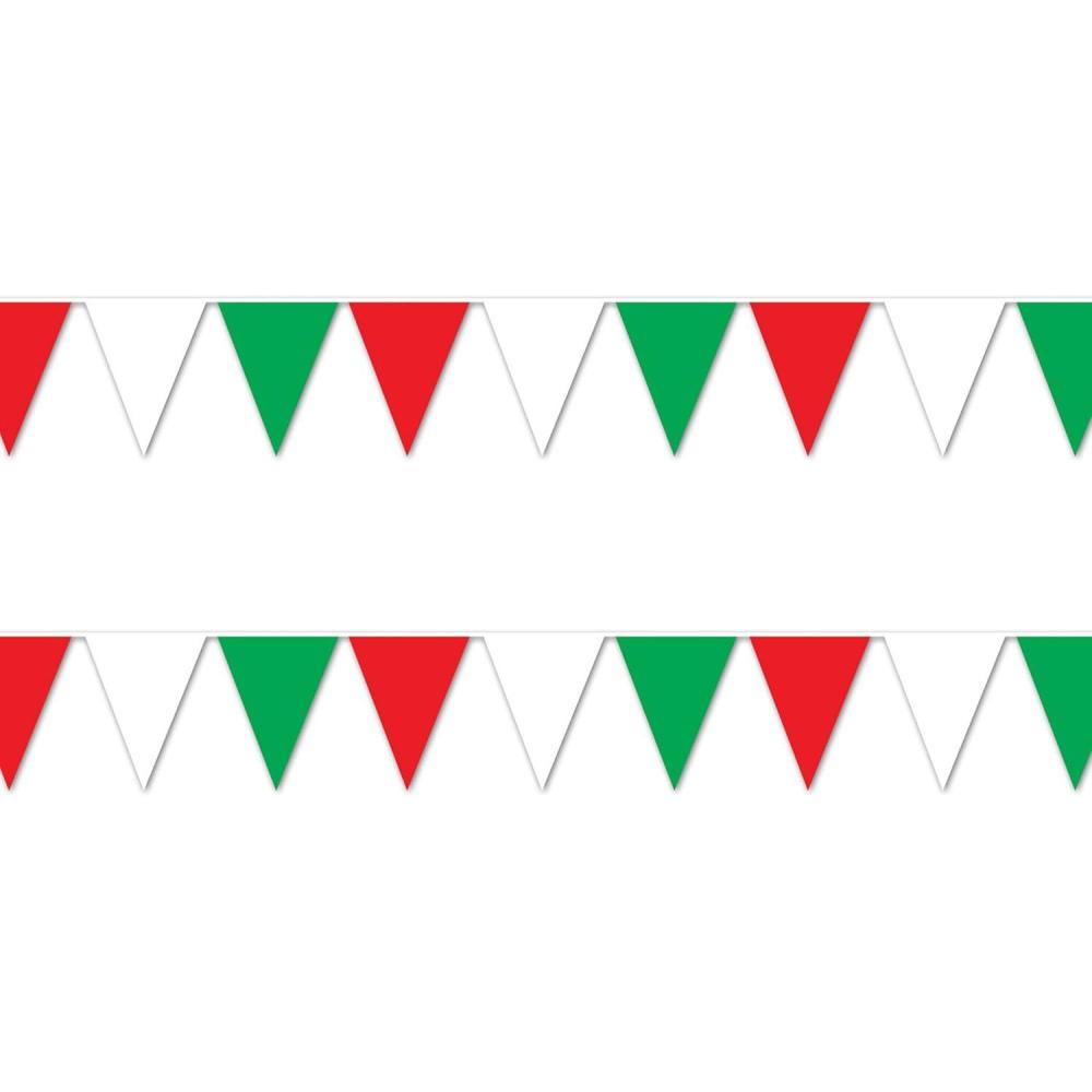 imageBeistle Red White and Green Pennant Banners 2Pack Plastic Decorations with Triangle Flags Italian Christmas Fiesta Cinco de Mayo Party Supplies Indoor Outdoor Event Dcor 302
