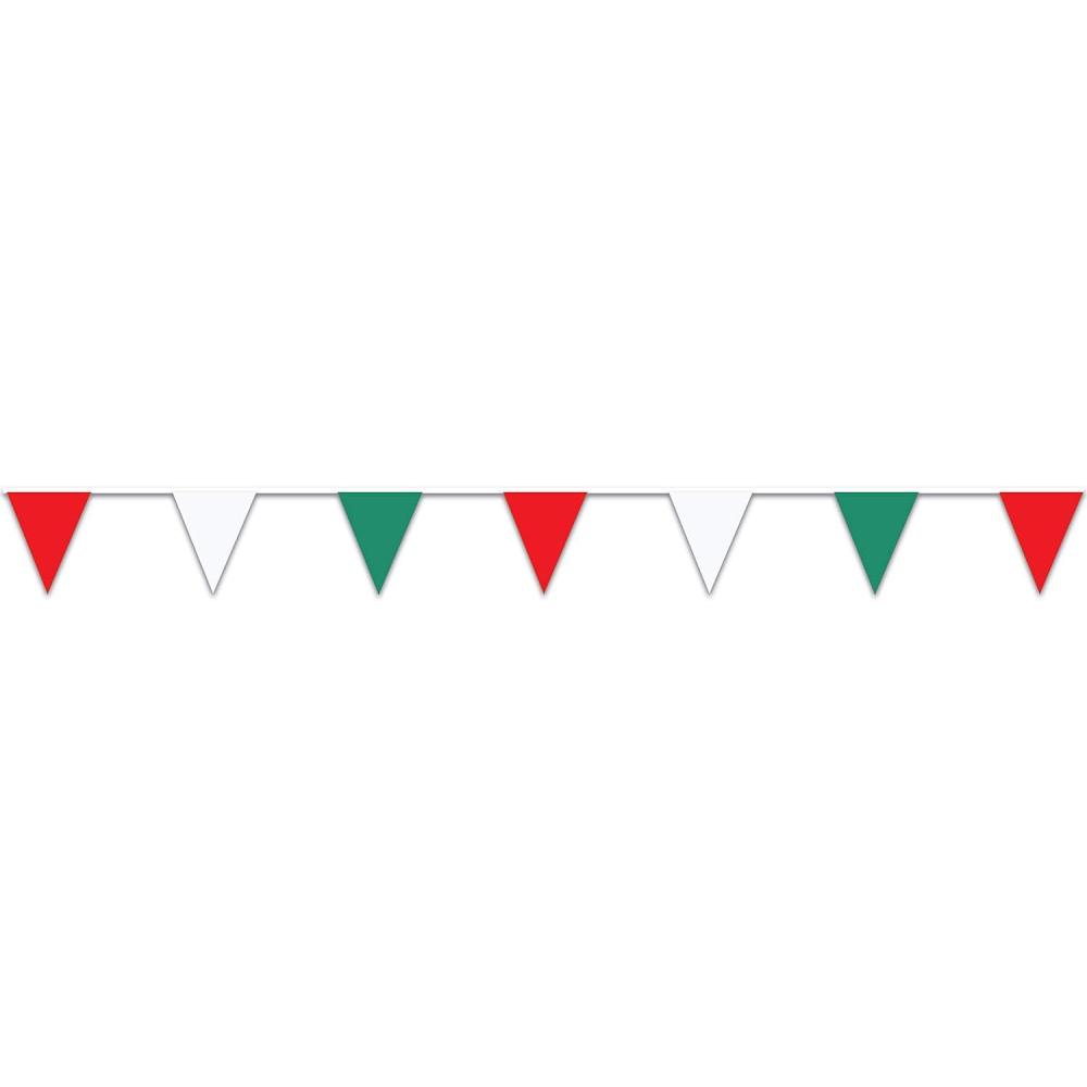 imageBeistle Red White and Green Pennant Banners 2Pack Plastic Decorations with Triangle Flags Italian Christmas Fiesta Cinco de Mayo Party Supplies Indoor Outdoor Event Dcor 301