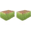 Artificial Grass Flowered Table Skirting (green) Party Accessory  (1 count) (1/Pkg)(Green)