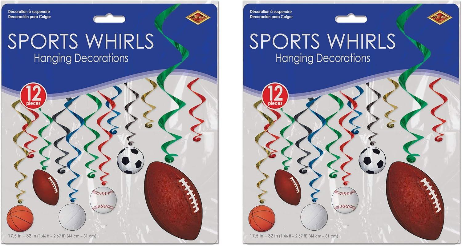 imageBeistle Award Medal Whirls 24 Piece Sports Party Supplies Hanging Spiral Decorations 175quot  32quot MulticoloredSports Whirls  24 Pack