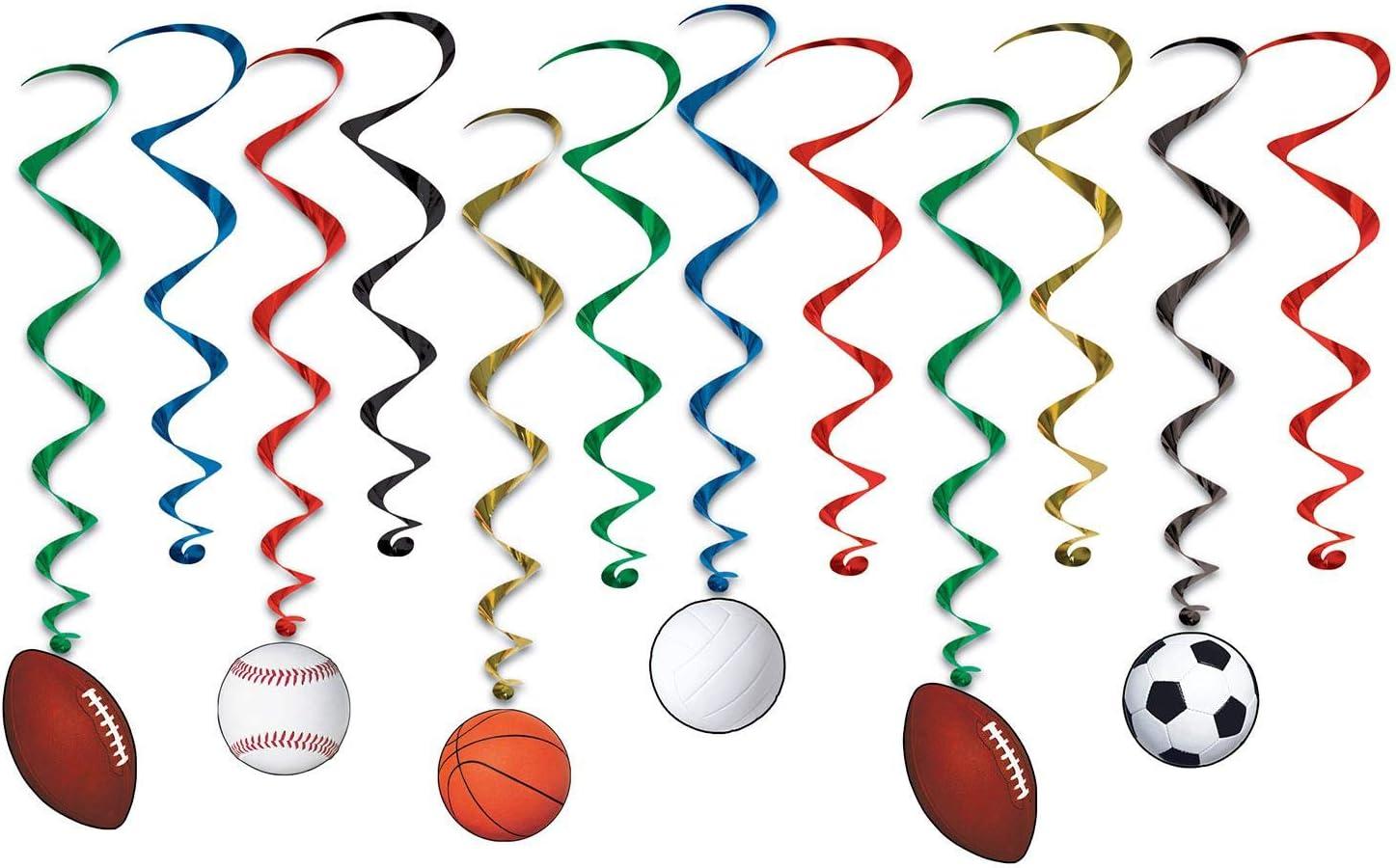 imageBeistle Award Medal Whirls 24 Piece Sports Party Supplies Hanging Spiral Decorations 175quot  32quot MulticoloredSports Whirls  24 Pack