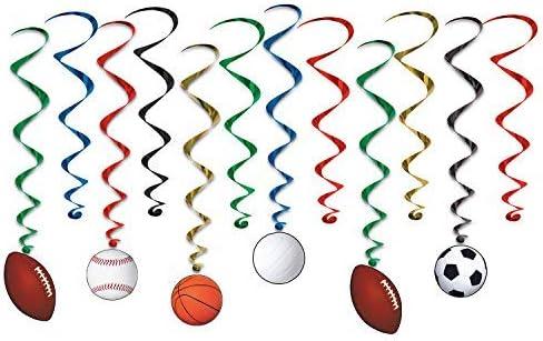 imageBeistle Award Medal Whirls 24 Piece Sports Party Supplies Hanging Spiral Decorations 175quot  32quot MulticoloredSports Whirls  24 Pack