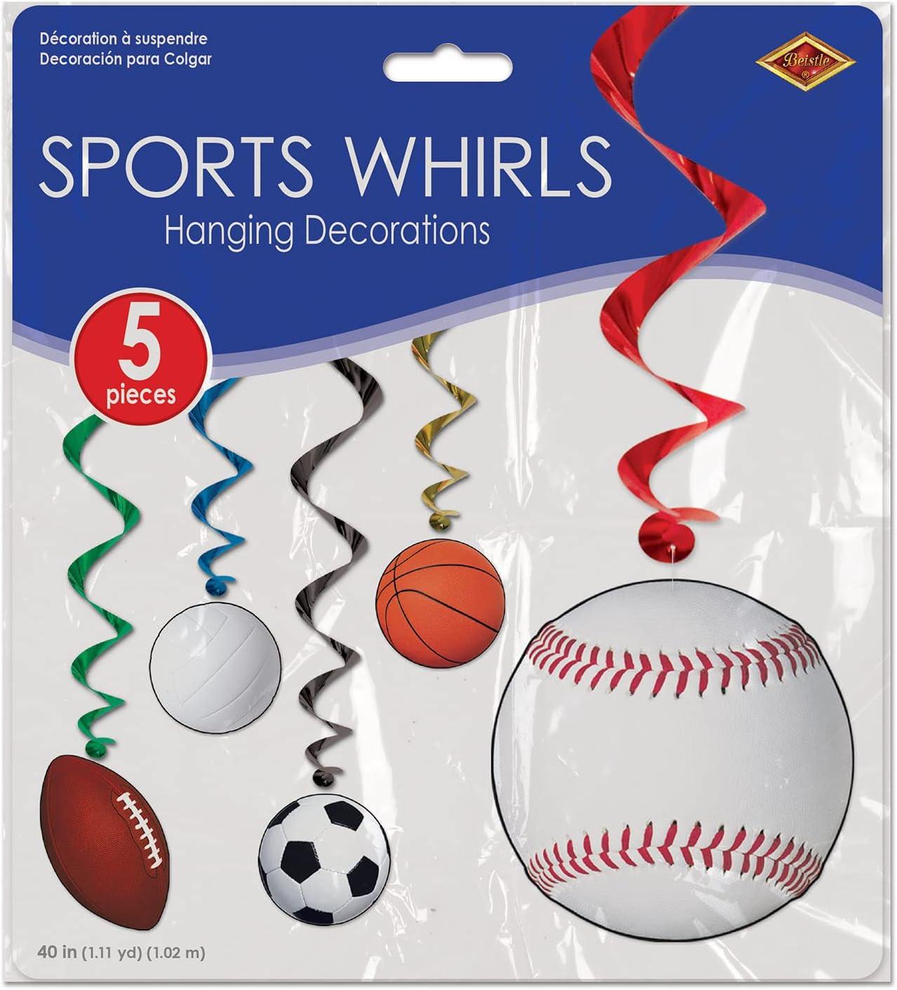 imageBeistle Award Medal Whirls 24 Piece Sports Party Supplies Hanging Spiral Decorations 175quot  32quot MulticoloredSports Whirls  5 Pack