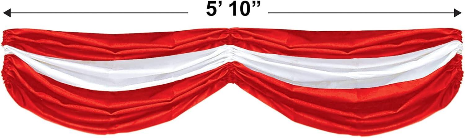 imageBeistle Red ampamp White Fabric Bunting  Decoration with Drawstrings for Indoor Outdoor Use Patriotic Porch Fence or Table Drape for Circus Carnival and Home Dcor 5 10quotCircus  2 Pack