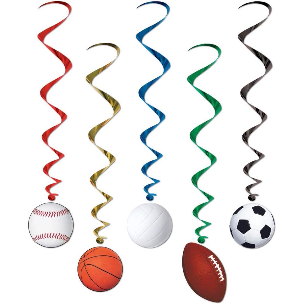 imageBeistle Award Medal Whirls 24 Piece Sports Party Supplies Hanging Spiral Decorations 175quot  32quot MulticoloredSports Whirls  5 Pack