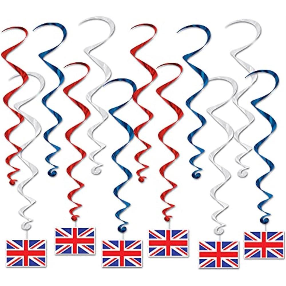 imageBritish Flag Hanging Swirls 12 Pcs  1 Pack