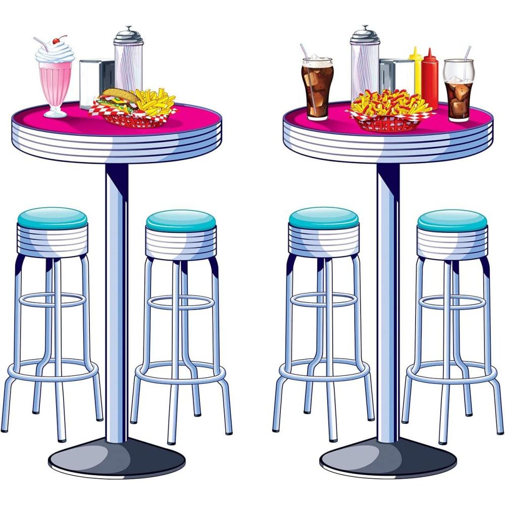 imageSoda Shop Tables ampamp Stools Props Party Accessory 1 count 2Pkg50s Soda Shop Tables  Stools