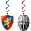 Beistle 5 Piece Medieval Theme Hanging Swirl Decorations with Helmet and Shield Icons for Princess Birthday Party Supplies, Whirls, Multicolored(Medieval Whirls)