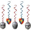 Beistle 5 Piece Medieval Theme Hanging Swirl Decorations with Helmet and Shield Icons for Princess Birthday Party Supplies, Whirls, Multicolored(Medieval Whirls)