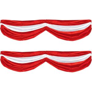 Beistle Red & White Fabric Bunting – Decoration with Drawstrings for Indoor Outdoor Use, Patriotic Porch Fence or Table Drape for Circus, Carnival, and Home Décor, 5′ 10″(Circus – 2 Pack)