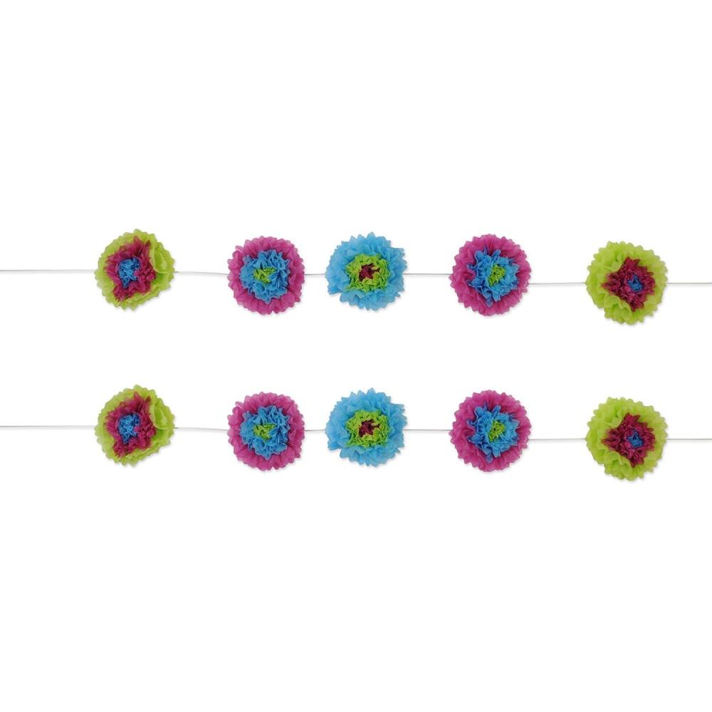 imageBeistle 2Piece Tissue Flower Garlands 10quot x 8 BlueLime GreenPurple