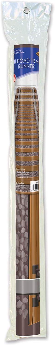 imageBeistle Wooden Plank Runner 24quot x 10 BrownRailroad Track