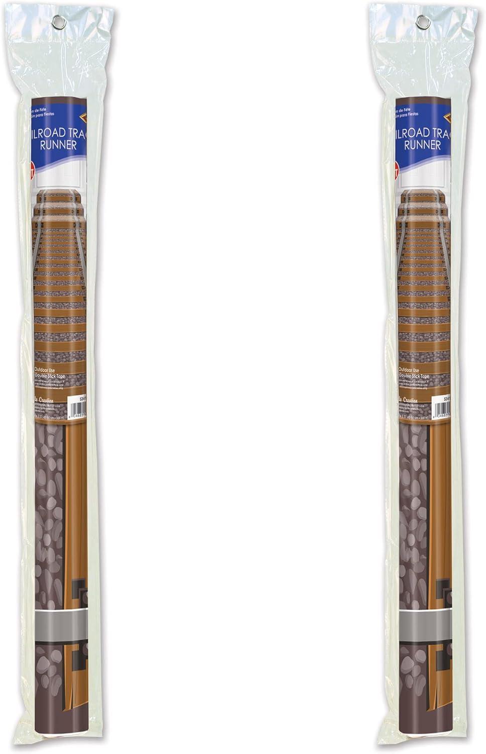 imageBeistle Wooden Plank Runner 24quot x 10 BrownRailroad Track