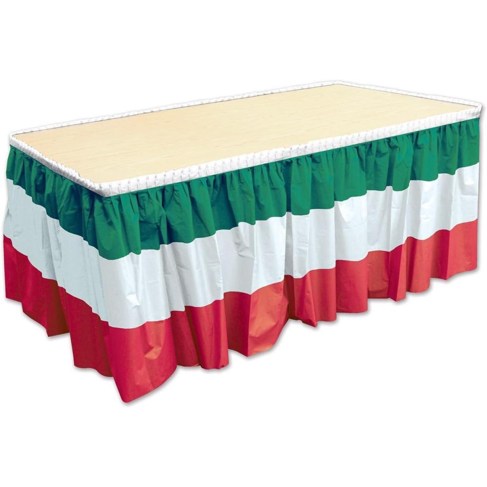 imageBeistle Red White ampamp Green Table Skirting