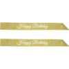 Beistle Happy Birthday Glittered Sashes – 2-Pack Gold Glitter Accessories with White Script for Milestone Celebrations, Adult Party Outfits, Photo Booth Props and Bday Honoree Wearables, 32½” x 3½”
