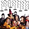 Beistle Bat Silhouette Whirls – 24-Pack Black Metallic Hanging Spiral Decorations with 12 Bat Cutouts and 12 Plain Swirls for Halloween Parties, Haunted Houses, and Spooky Ceiling Displays, 17½”–24½”