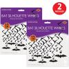 Beistle Bat Silhouette Whirls – 24-Pack Black Metallic Hanging Spiral Decorations with 12 Bat Cutouts and 12 Plain Swirls for Halloween Parties, Haunted Houses, and Spooky Ceiling Displays, 17½”–24½”