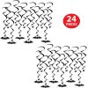 Beistle Bat Silhouette Whirls – 24-Pack Black Metallic Hanging Spiral Decorations with 12 Bat Cutouts and 12 Plain Swirls for Halloween Parties, Haunted Houses, and Spooky Ceiling Displays, 17½”–24½”