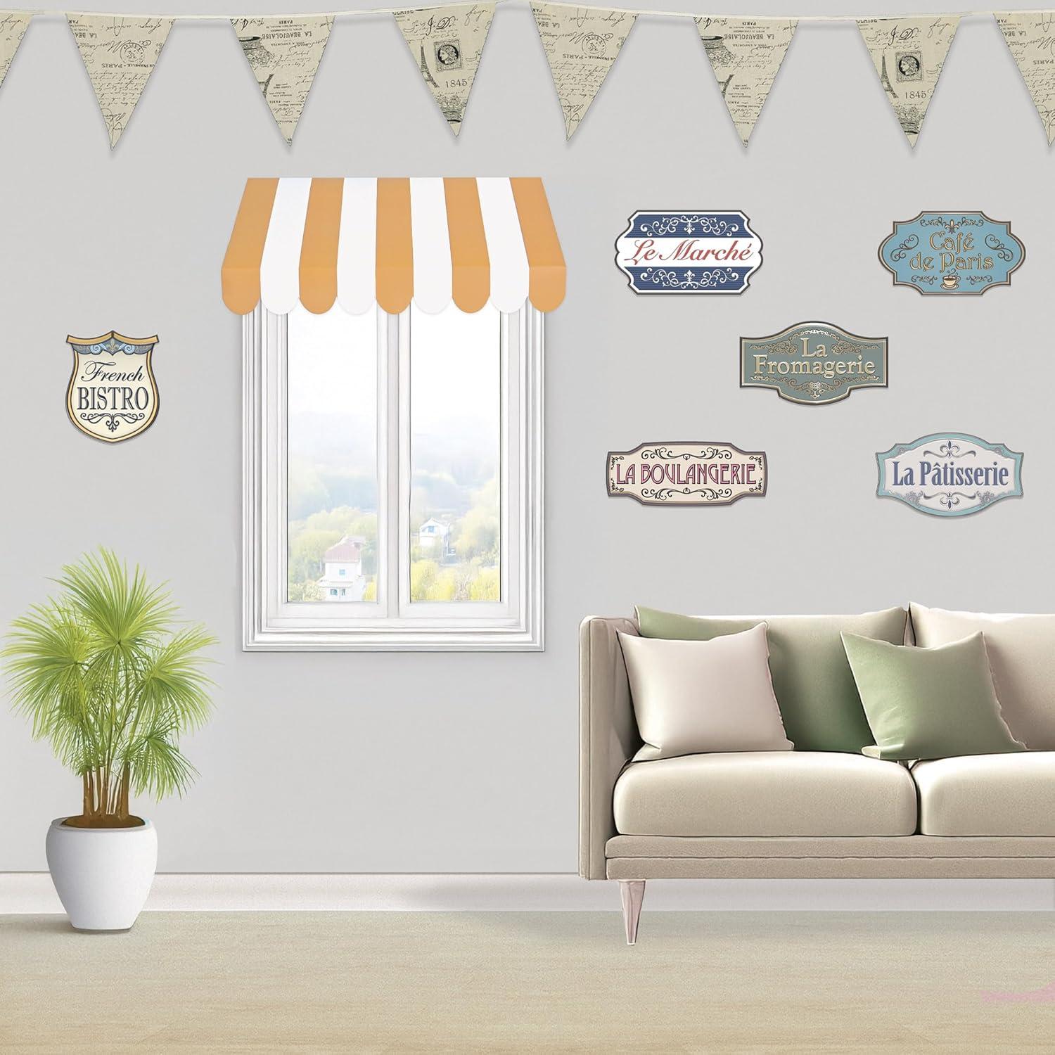 imageBeistle 3D Gold and White Awning Wall Decoration Set of 2 Versatile Cardboard Party Displays for Themed Events and Elegant Decorative Backdrops 2475 x 875