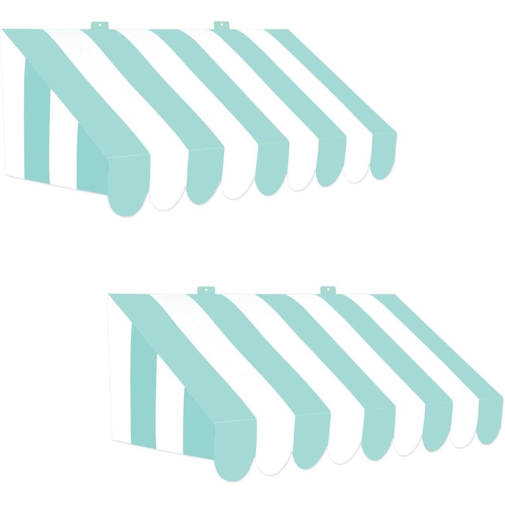 imageBeistle 2Pack 3D Teal and White Awning Wall Decorations Ideal for Spring Summer Carnival Beach Ocean and Under the Sea Themes 2475quot x 875quot