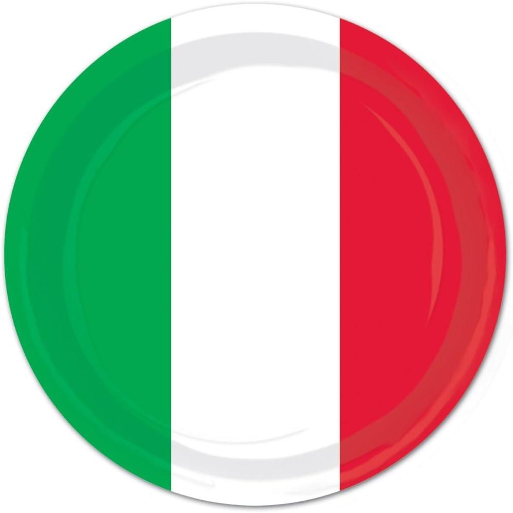 imageBeistle Italian Red White and Green Paper PlatesRed White Green Plates