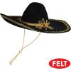 Beistle Felt Sombreros 6-Count – Black Mexican Fiesta Hats with Gold Trim, Adult Costume Accessories for Cinco de Mayo, Mariachi Outfits, Latin Themed Parties, and Taco Tuesdays